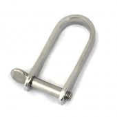 5mm Long Strip D Shackle - Threaded Pin - Stainless Steel