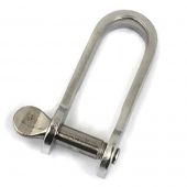 6mm Long Strip D Shackle - Threaded Pin - Stainless Steel