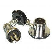 Chrome Deck Plugs and Sockets 3 amp 3 pin