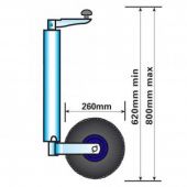 Pneumatic Jockey Wheel With 48mm Telescopic Shaft 
