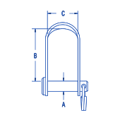 Ronstan D Shackle, Slotted Pin, 13mm Opening and 4.8mm Pin (Topper Shackle)