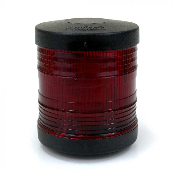 360º All-round Red Navigation Light - 12V, 21W - Deck Mounting - Black Housing - Aqua Signal Series 25 Standard